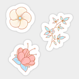 Cute flowers and leaves pattern Sticker